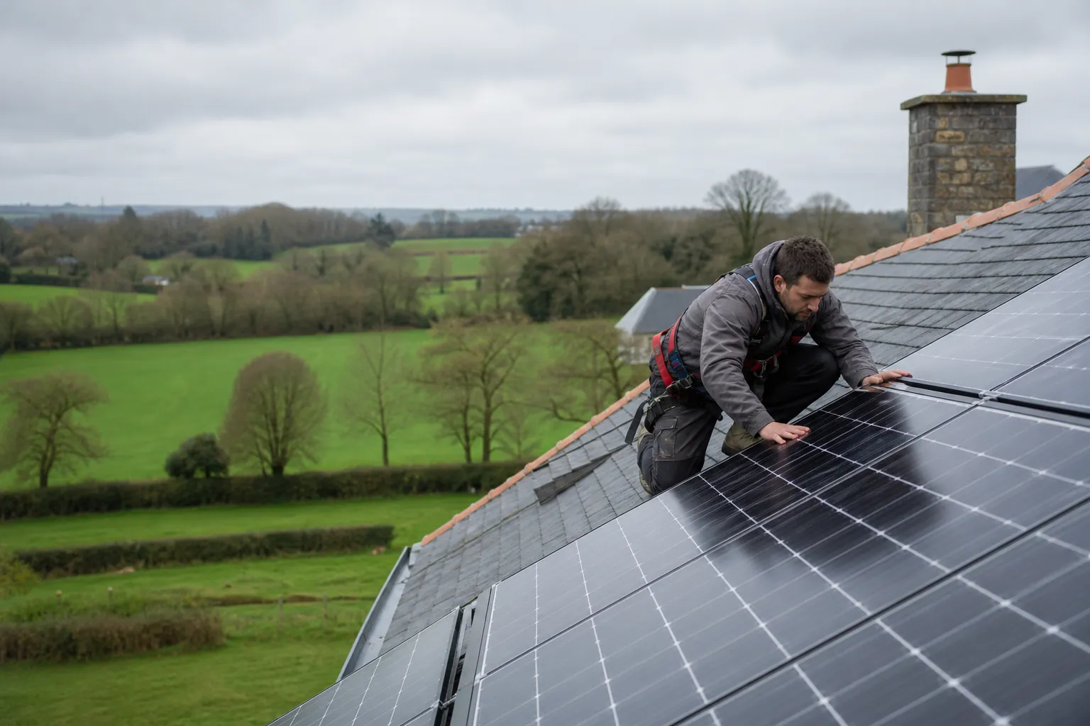 Contrôle et entretien de panneaux solaires à Sourdeval