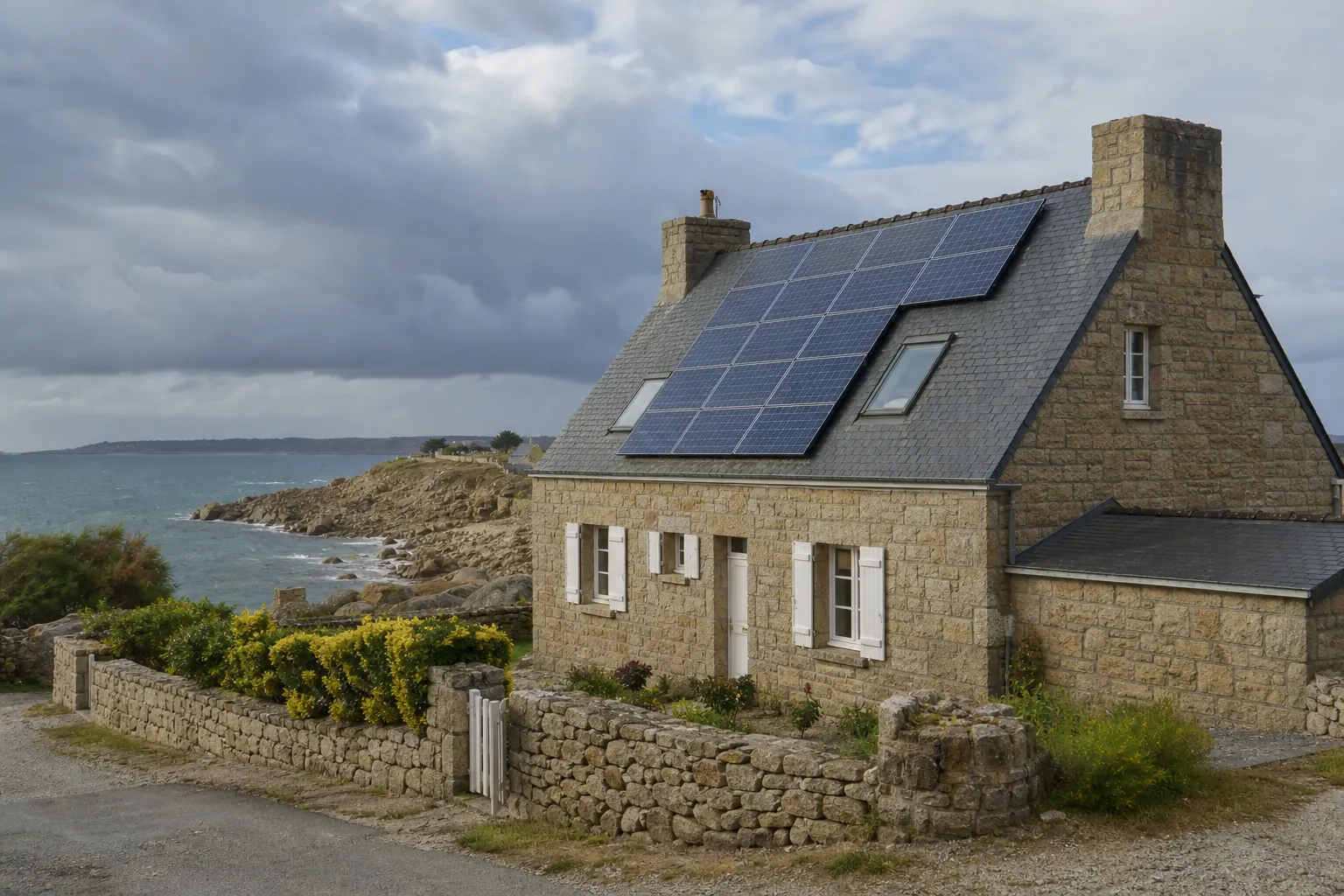 Maison du littoral équipée de panneaux solaires à Avranches